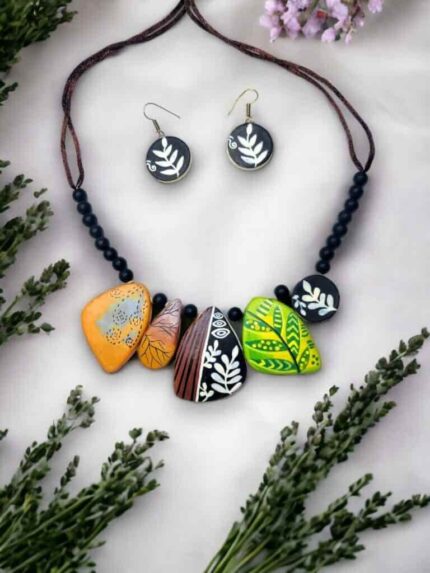 Artistic Terracotta Necklace and Earrings Set