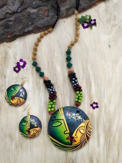 Eco-Friendly Terracotta Necklace and Earring Set