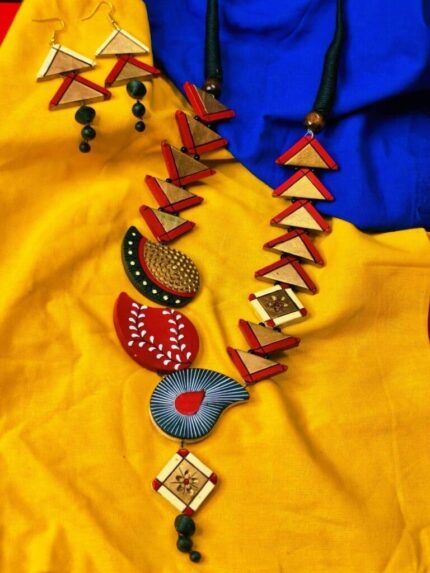 Artisan Terracotta Long Necklace – Handmade Jewellery