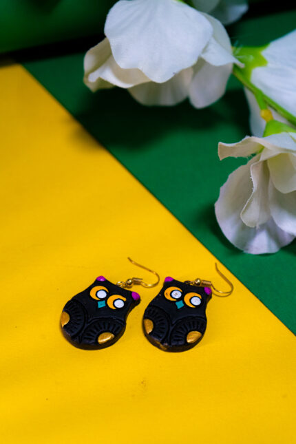 Handcrafted Owl Design Terracotta Earrings | Abhrasri Creation