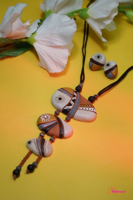 Handmade Terracotta Necklace Set for Women – Ethnic Tribal Design Statement Jewelry with Earrings